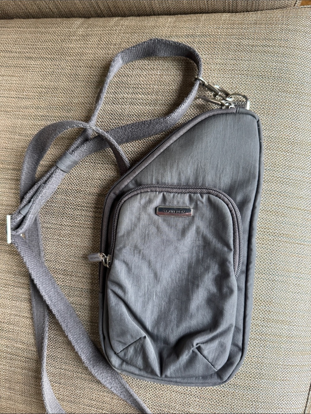 Travelon Slate Gray Sling Bag with Adjustable Strap